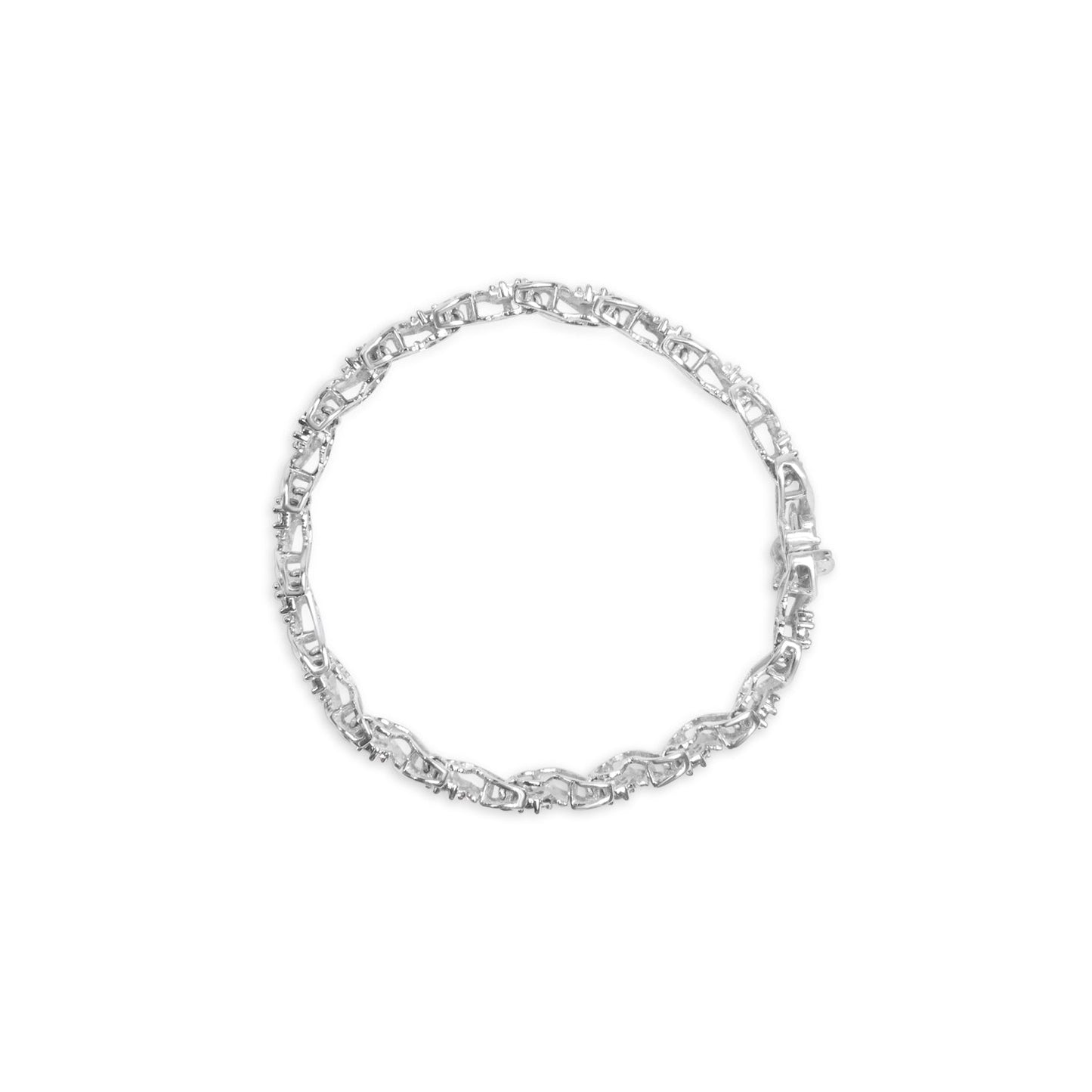 Pulsera de Enlace Espiral y Clúster de Diamantes en Oro Blanco de 14K - 2.00 Cttw
