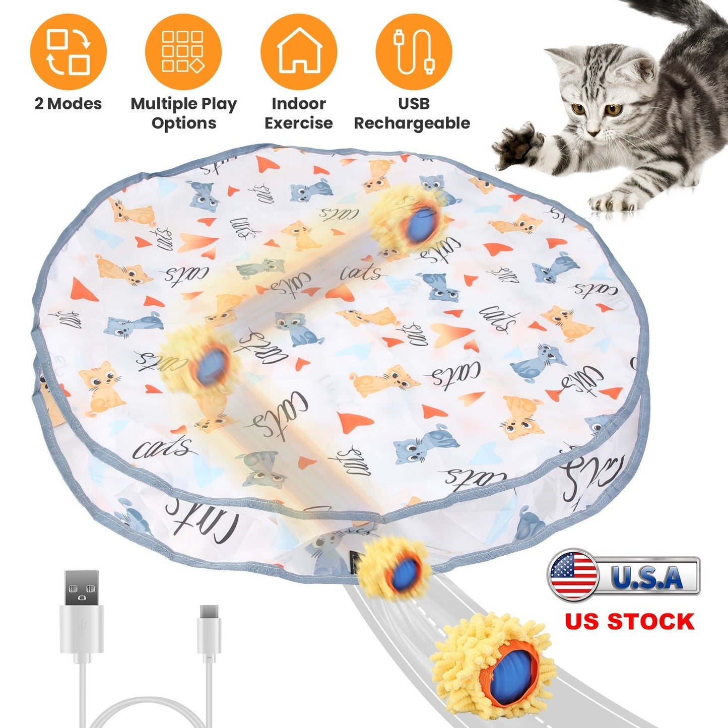 Balle de Jouet Interactive Rechargeable pour Chats d'Intérieur