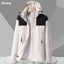 Unisex Colorblock Hooded Windbreaker Jacket with Pockets