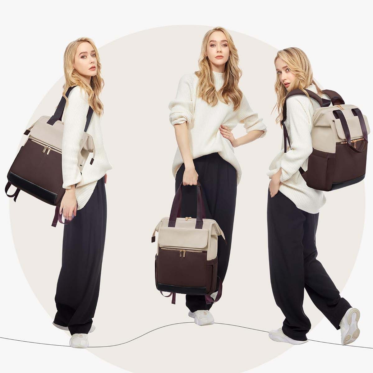 Large Capacity Contrast Color Travel Laptop Backpack