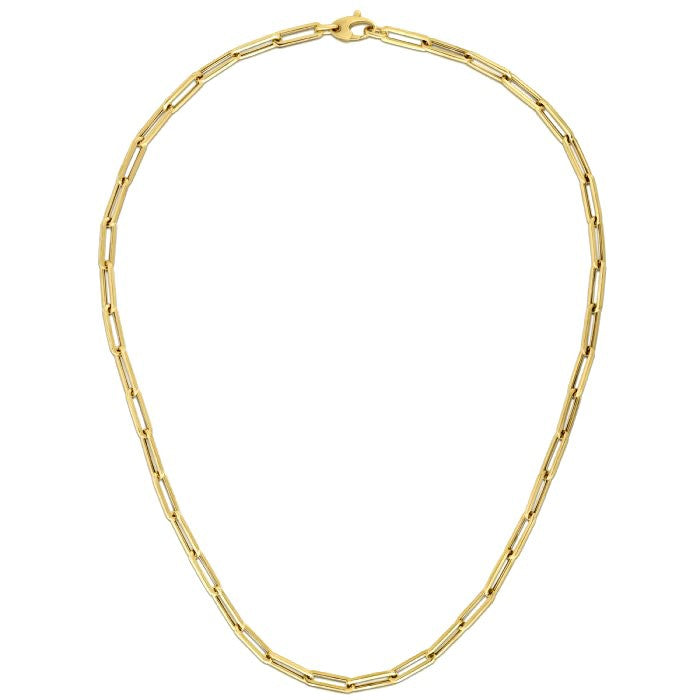 Collar de cadena de papel clip audaz de oro amarillo de 14 quilates