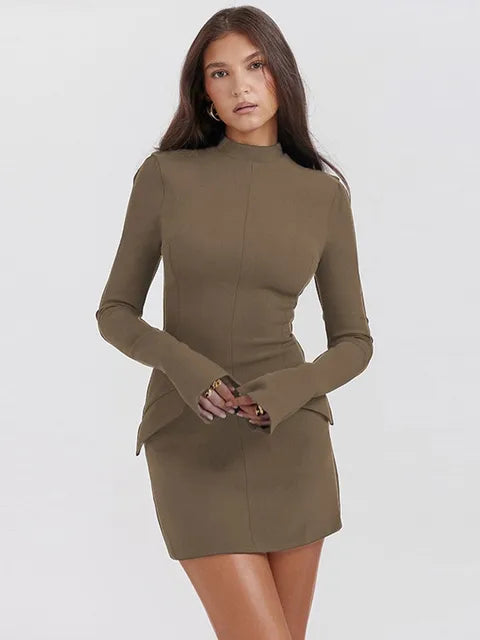 Robe Mini Bleu Foncé Taille Haute Élégante