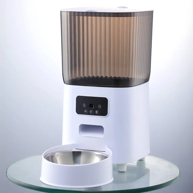 5L Double Bowls Smart Automatic Cat Feeder With Camera Cat Dry Food Video Dispenser Pet Smart Voice Recorder Auto Feeder For Dog - Korvel