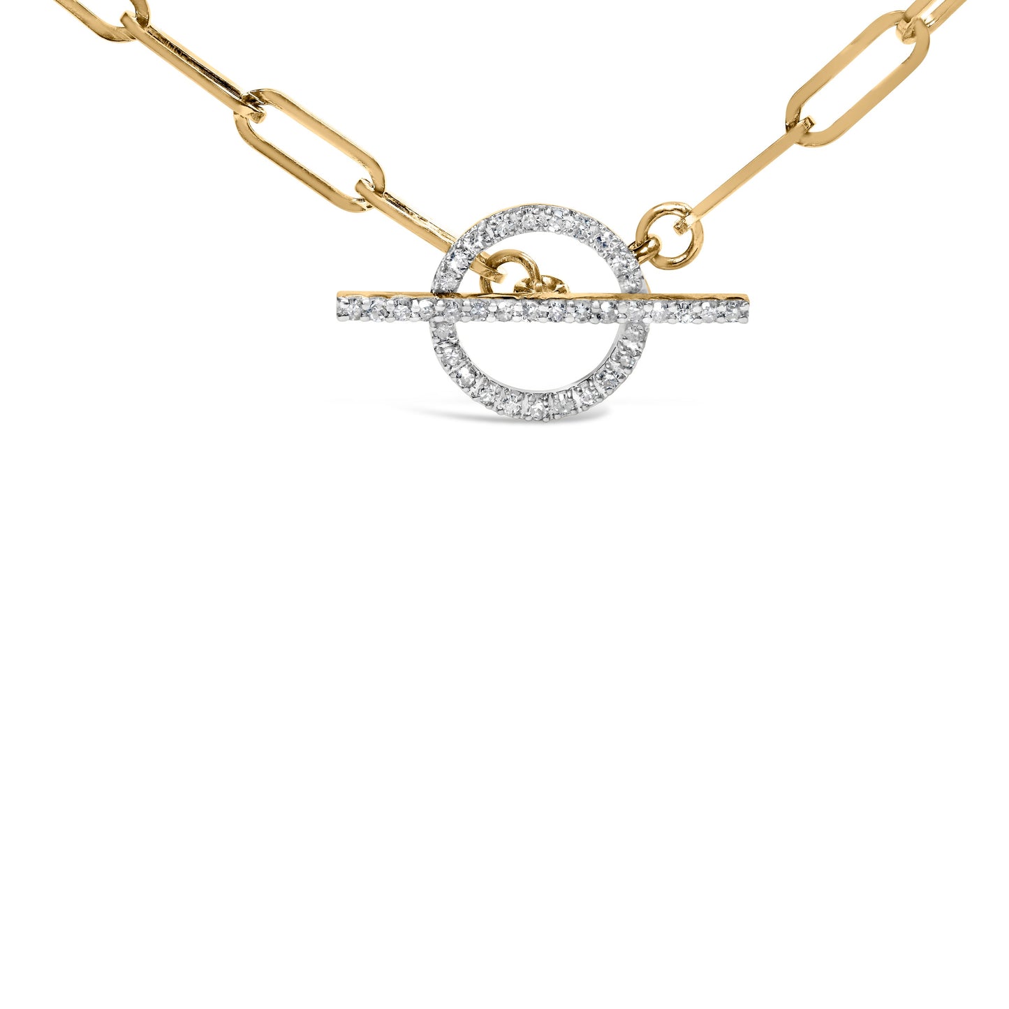 Collar de eslabones de papel con cierre de toggle de diamantes en oro amarillo de 14KT - 18"