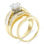 Ensemble de Bagues de Fiançailles en Or Jaune 14K avec Diamants en Cluster en Forme de Chevron - Tai