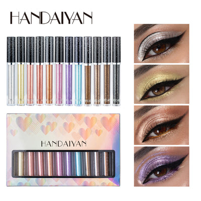 HANDAIYAN 12 Liquid Eye Shadow Set Psychedelic Pearl Shiny Eye Shadow Lying Silkworm Tear Makeup Eye Shadow Liquid - Korvel