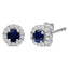 Pendientes de aro de zafiro azul y diamante en oro blanco de 10 quilates
