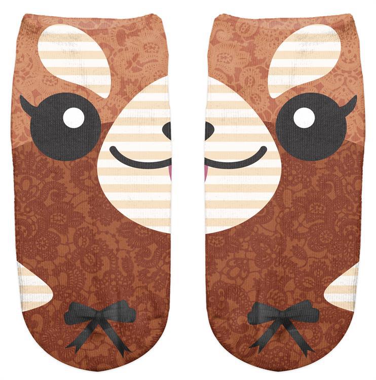 Calcetines invisibles para mujer con estampado de animales en 3D