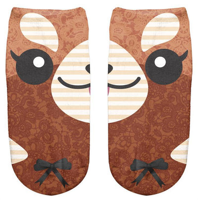 3D Digital Animal Print Women's Invisible Footie Socks