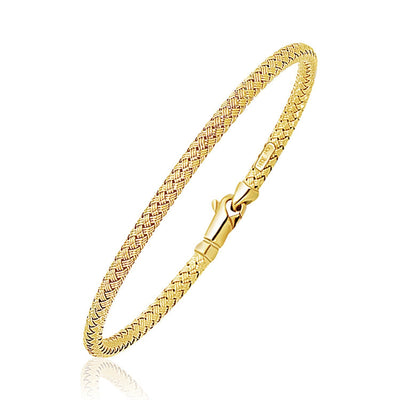 Brazalete de Tejido Elegante en Oro Amarillo de 14k (3.0mm)