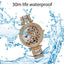 MISSFOX V227  Women Quartz Watch Fashion Bling Casual Ladies Watch Female Quartz Gold Watch Crystal Diamond Leopard For Women Clock - Korvel