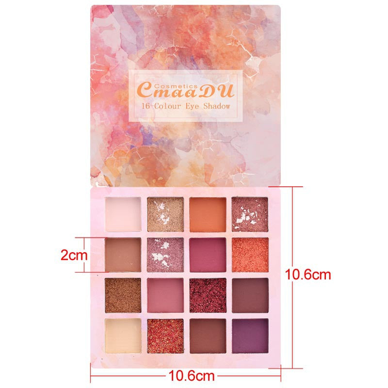 CmaaDu 16 Shades Shiny Eyeshadow - Matte & Metallic