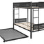 Metal double bed with casters/sturdy frame/no noise/comfortable guardrail/2 side ladders/no need for spring box - Korvel