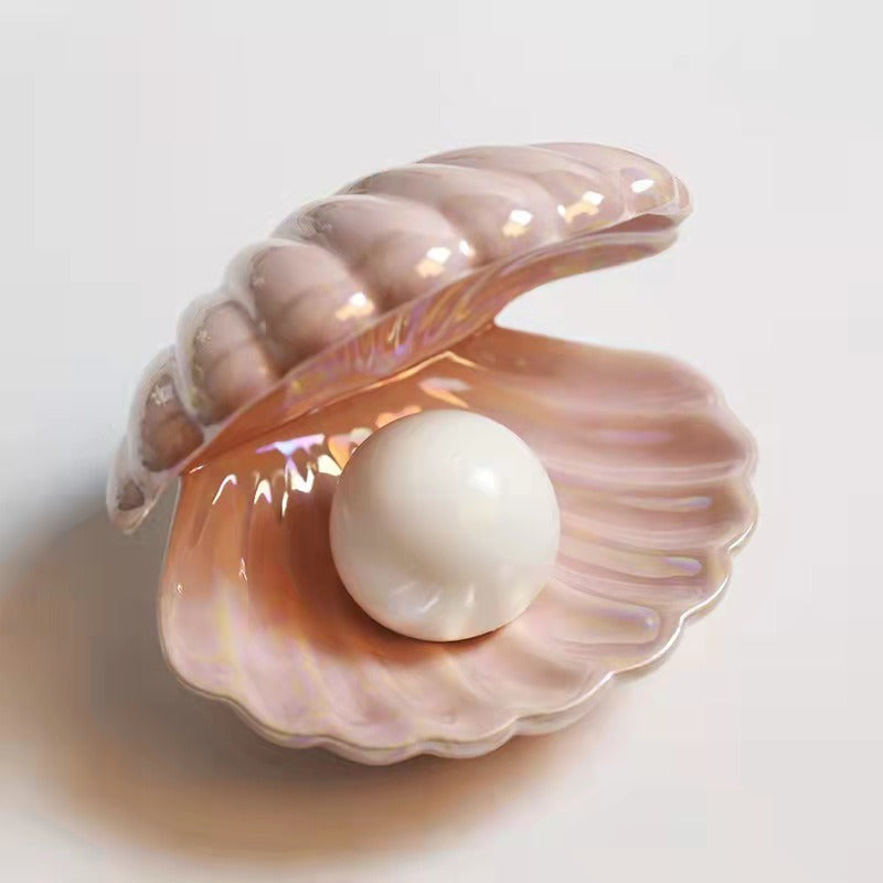 Creative Shell Night Light Bedroom Headlight Nordic Internet Celebrity Girl Heart Dream Pearl Ceramic Light Desktop Decoration - Korvel