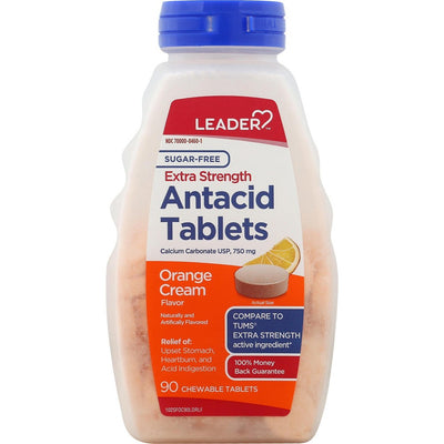 Leader Antacid Chewable Tablets - 90 Count