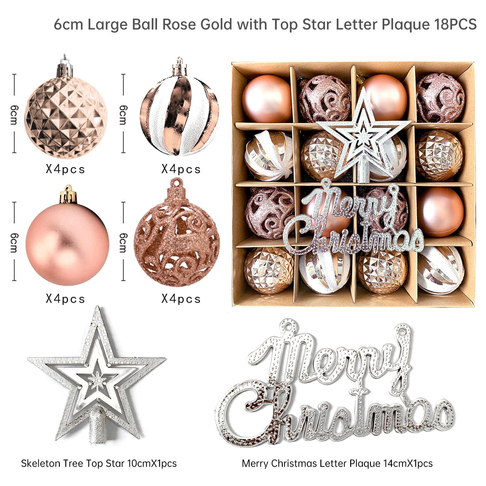 Christmas decoration 6cm electroplated ball plastic ball special-shaped painted Christmas ball gift Christmas tree pendant - Korvel