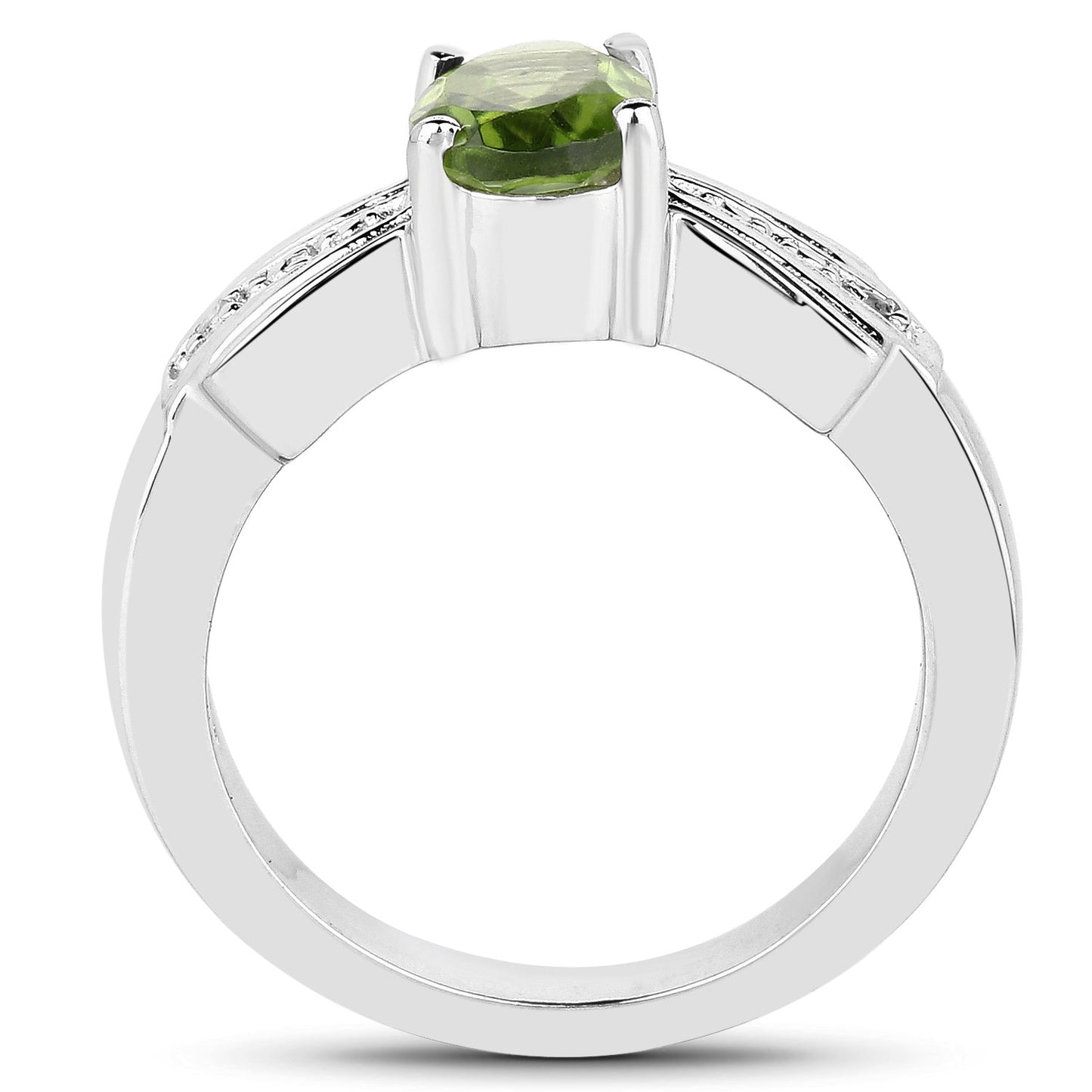 1.13 Carat Genuine Peridot and White Topaz Sterling Silver Ring