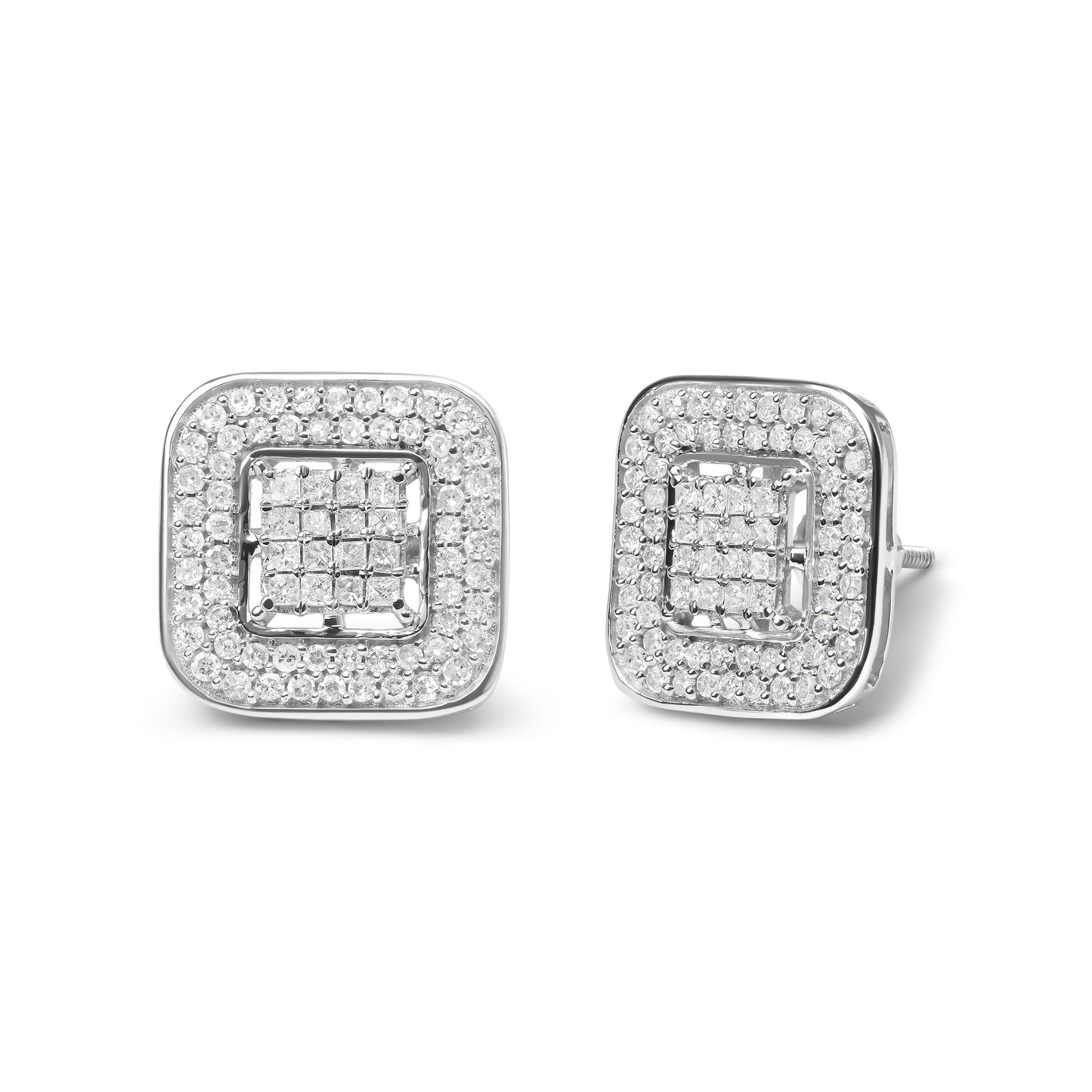 Pendientes de aro abiertos de diamante compuestos en oro blanco de 10K