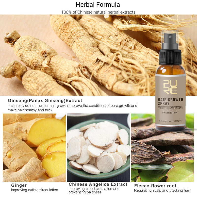 Spray de Crecimiento Capilar con Esencia Natural de Jengibre Purc - 30ml