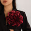 Hot selling satin fabric exaggerated large flower brooch duckbill clip dual-purpose rose chest flower pin - Korvel