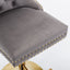 Thick gold rotating velvet bar stool with adjustable seat height of 25-33 inches and backrest (gray, set of 2 pieces) - Korvel