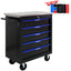 5 DRAWERS MULTIFUNCTIONAL TOOL CART WITH WHEELS-BLACK+BLUE - Korvel