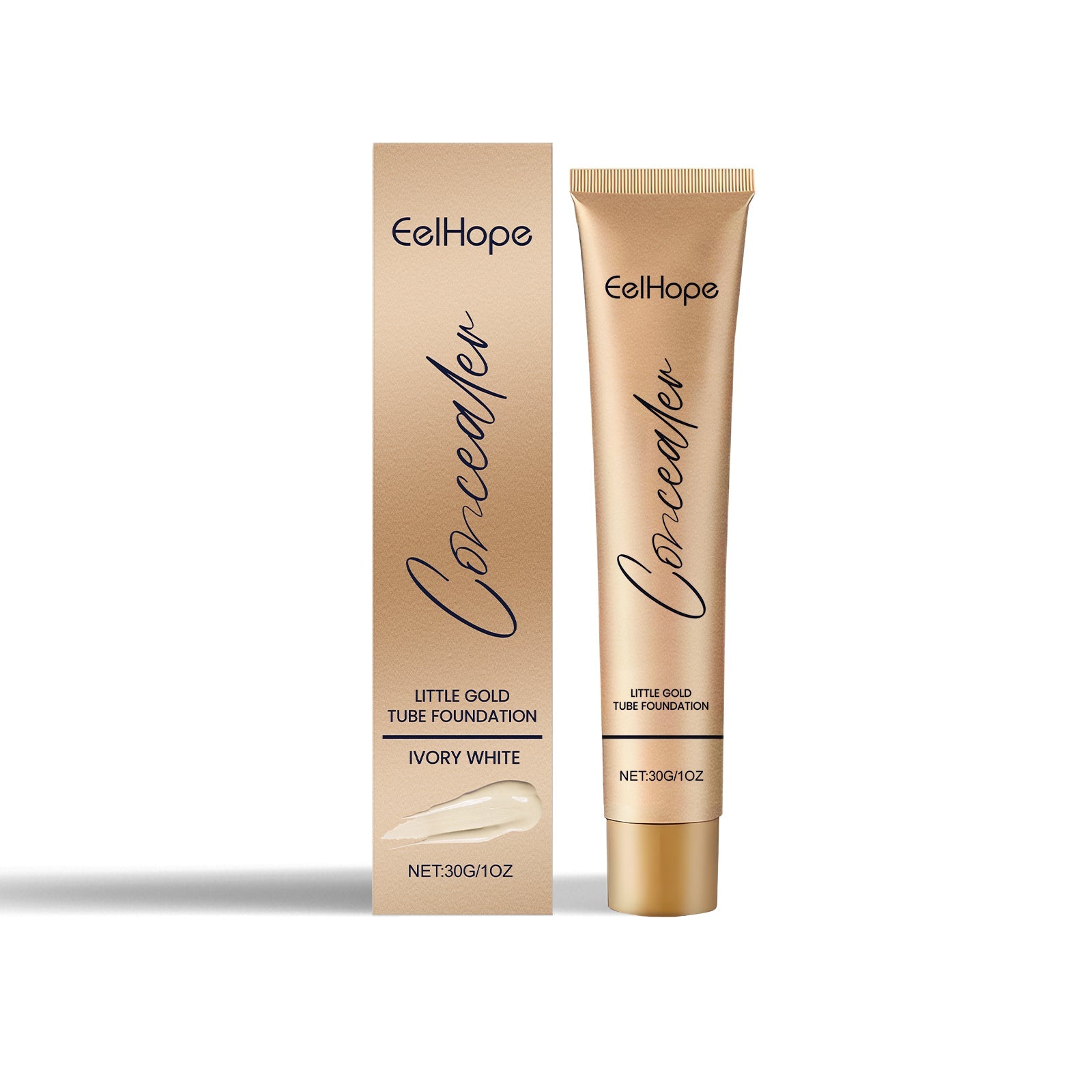 Small Gold Tube Foundation Concealer, Natural Lightweight Skin Concealer Not Easy To Remove Makeup Moisturizing Liquid Foundation - Korvel