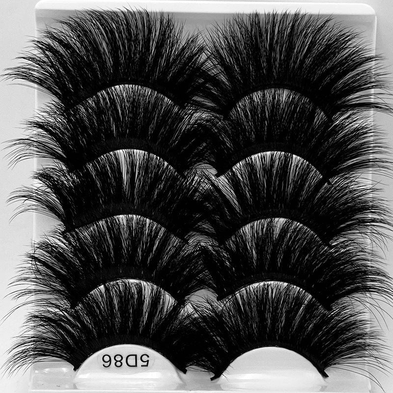 5D 25mm 5 Pairs Mink Eyelashes Multi-Layer Lengthening Thick Thickened False Eyelashes - Korvel