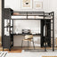 Lit mezzanine en métal premium avec armoire et bureau