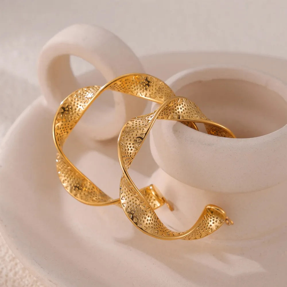 Titanium Steel Twisted Earrings - Korvel