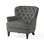 Modern grey fabric club chair and Ottoman set, stylish cushioned armchair, paired with Ottoman style - Korvel