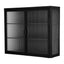 Retro Style Haze Double Glass Door Wall Cabinet With Detachable Shelves for Office Dining Room Living Room - Korvel
