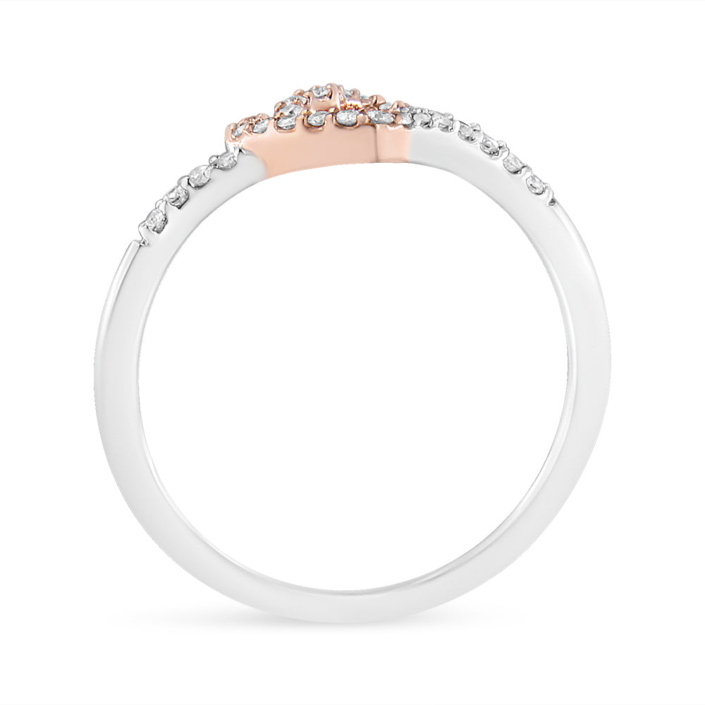 Bague de Promesse en Cœur en Diamant Plaqué Or Rose 14K et Argent Sterling Blanc