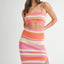 Robe midi en tricot à découpes et rayures multicolores vives
