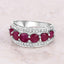 Bague en Or Blanc 14K avec Rubis et Diamants Blancs de 3,24 Carats