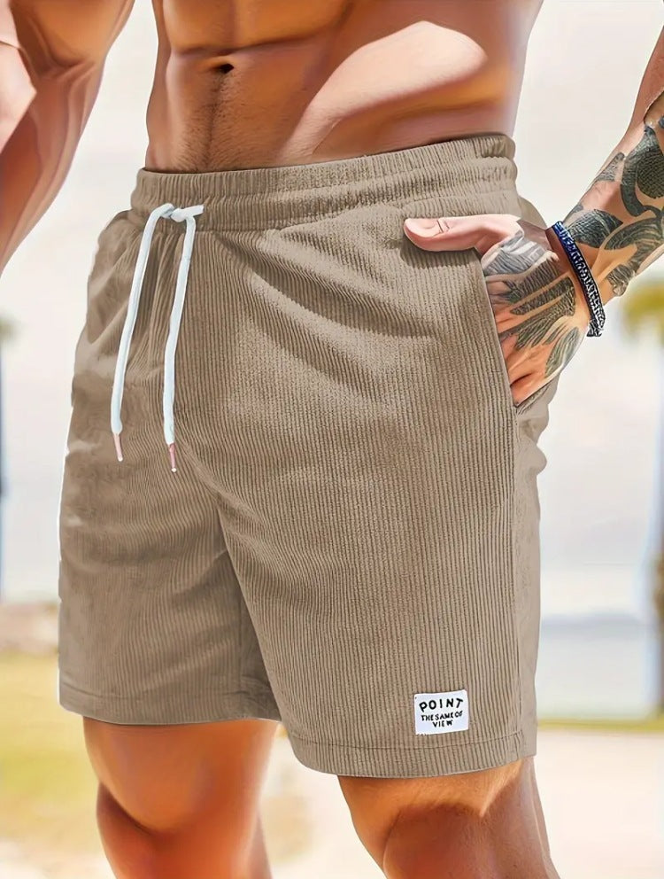 Lace-up Drawstring Corduroy Jogger Shorts for Men