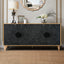 Black Carved Symmetrical Design Door And Wood Coloured Frame For TV Stand Table,Living Room ,Entryway - Korvel