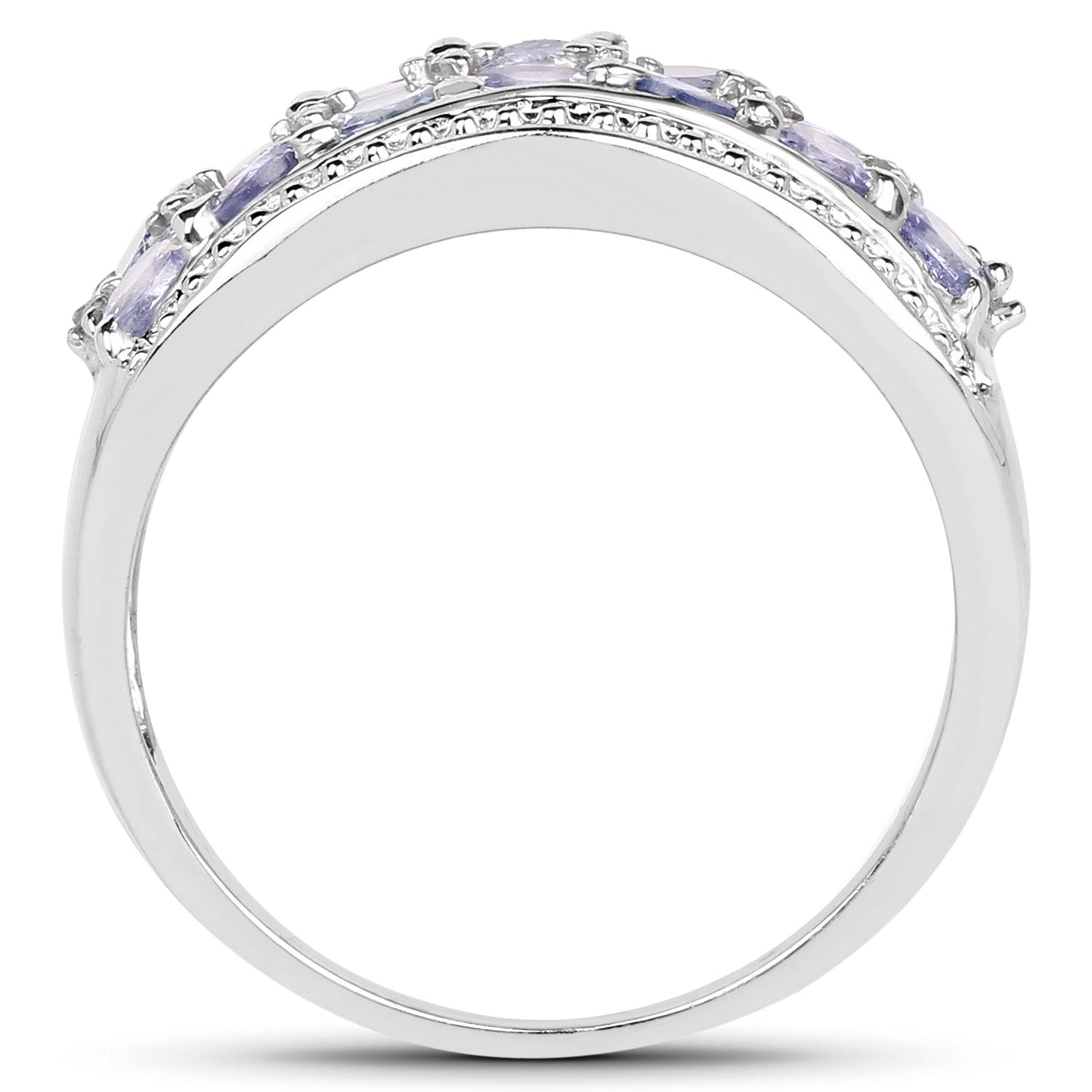 1.44 Carat Genuine Tanzanite & White Topaz Sterling Silver Ring