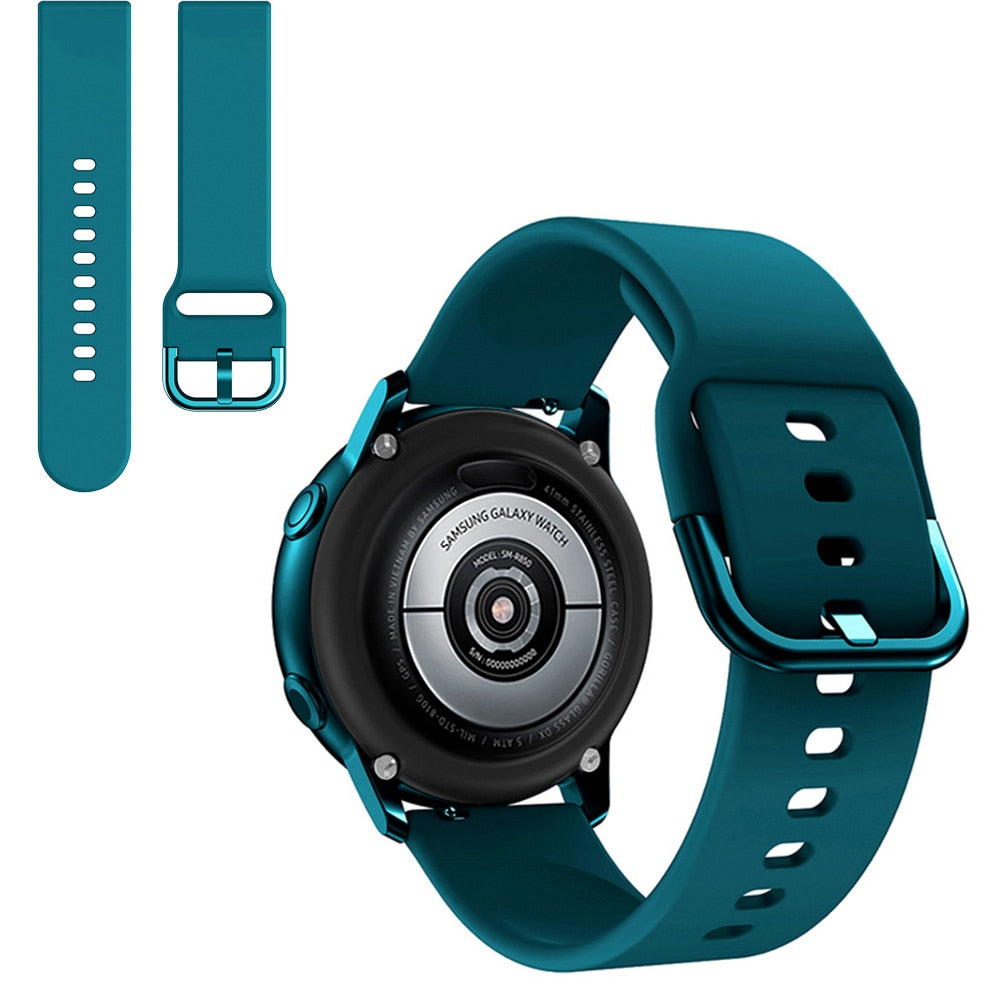 Suitable for Samsung Galaxy Watch Active2 Solid Color Silicone Strap 20/22mm Universal Strap - Korvel