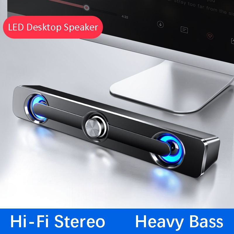 USB Wired Powerful Computer Speaker Bar Stereo Subwoofer Bass speaker Surround Sound Box for PC Laptop phone Tablet MP3 MP4 - Korvel