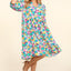 Vestido Floral con Mangas Abullonadas y Volantes para Mujeres