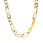Cadena Figaro Pave Sólida de Oro Amarillo de 14K de 7.0mm