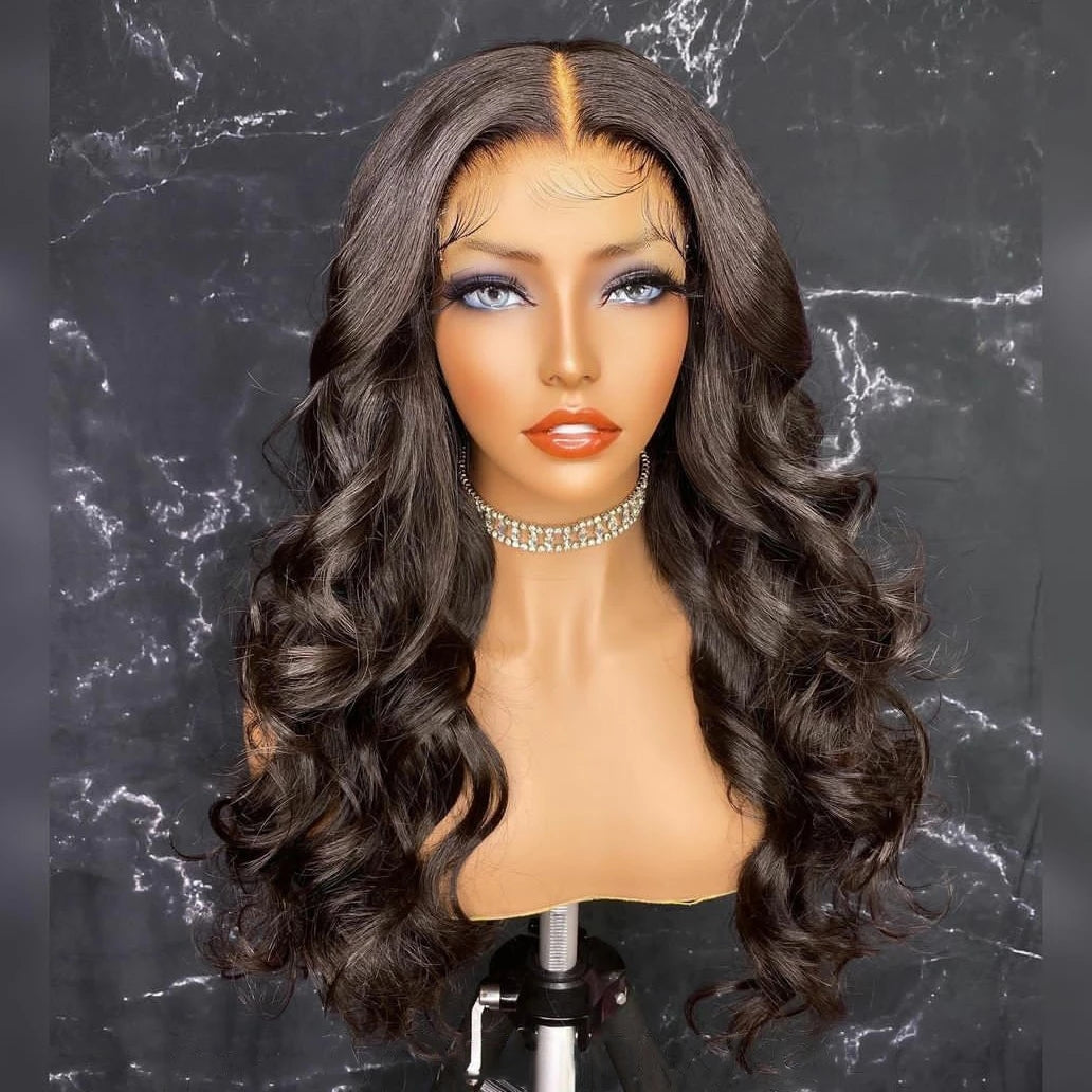 Ladies Wig Natural Buckle Wig Black Big Wave Chemical Fiber Front Lace Long Curly Hair High Temperature Silk Headgear - Korvel