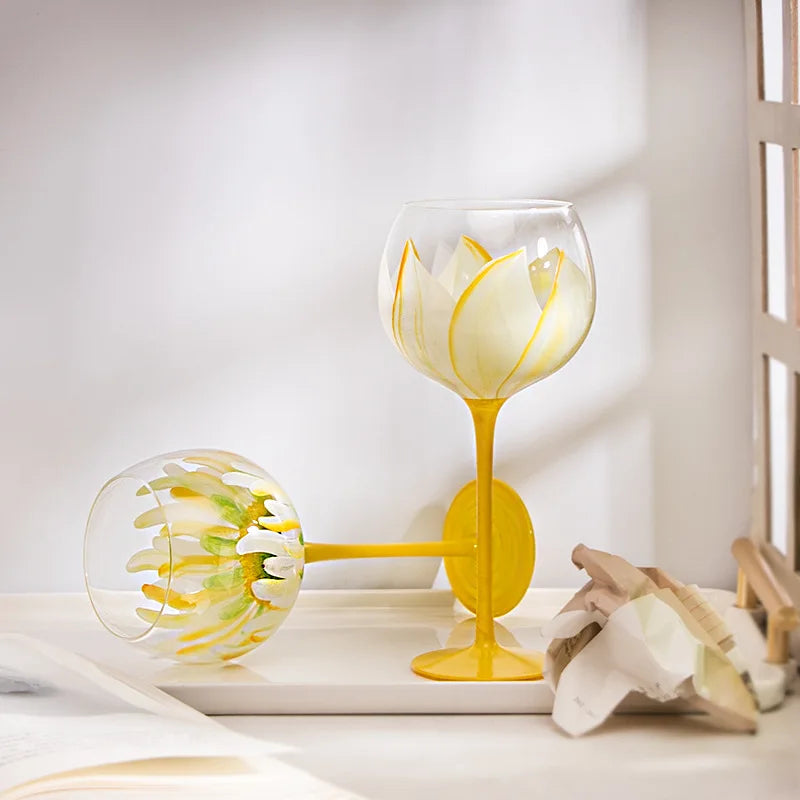 Hand Painted Glass Goblet for Elegant Celebrations