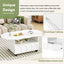 ON-TRANS flexible cream style coffee table with 2 brake wheels, drawers, large storage space, white, 39.37 '' x 23.6 '' - Korvel