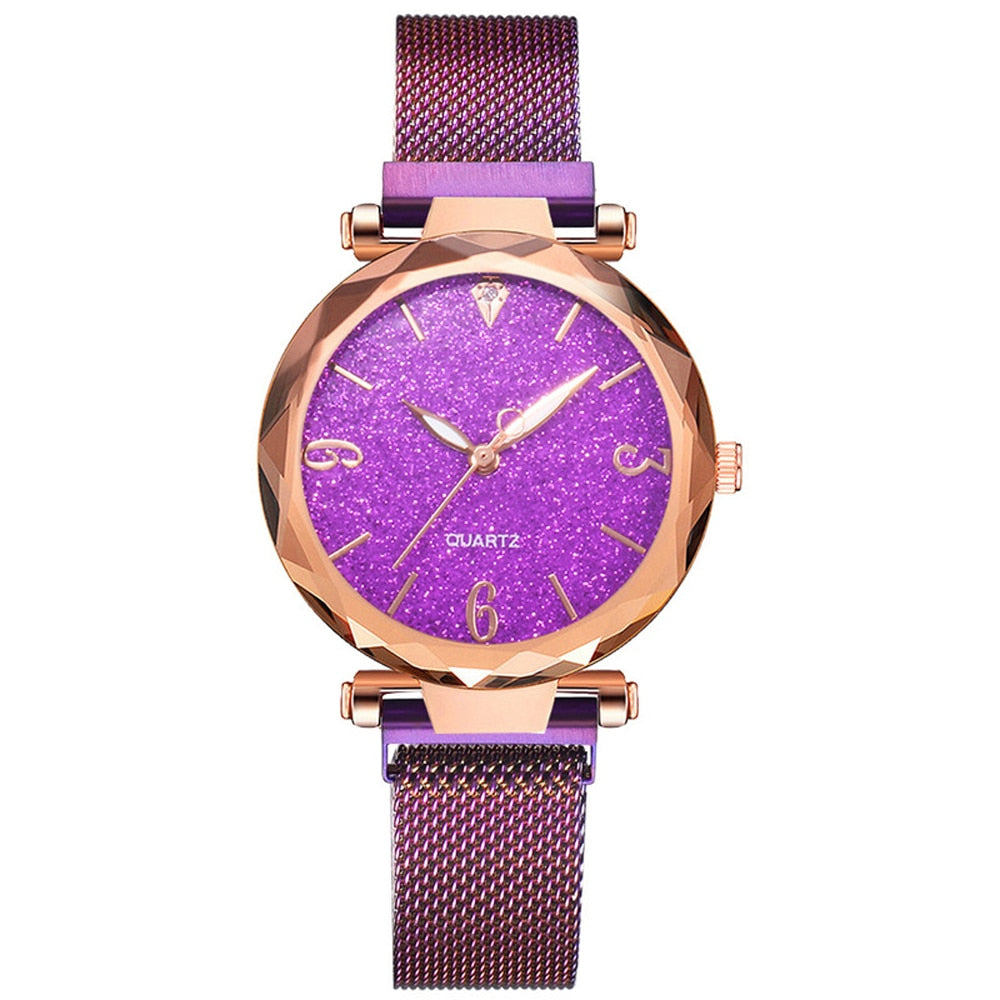 Rose Gold Women Watch Top Brand Luxury Magnetic Starry Sky Lady Wrist Watch Mesh Female Clock For Dropship relogio feminino - Korvel