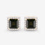 1.55 Carat Genuine Green Tourmaline and White Diamond Earrings