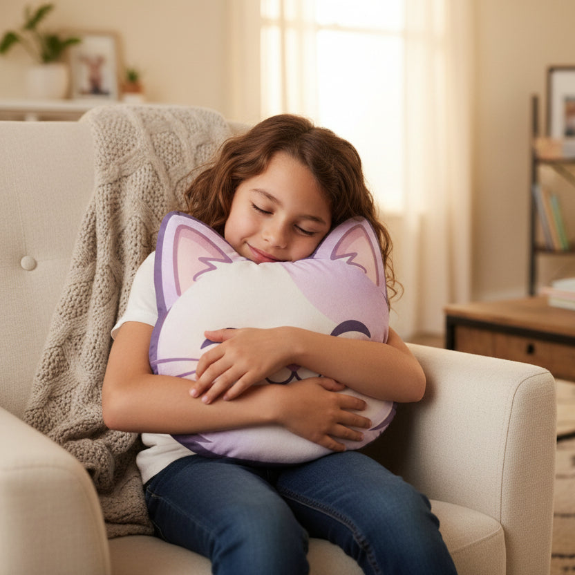 Smiling Cat Face Pillow - Soft and Inviting Decor
