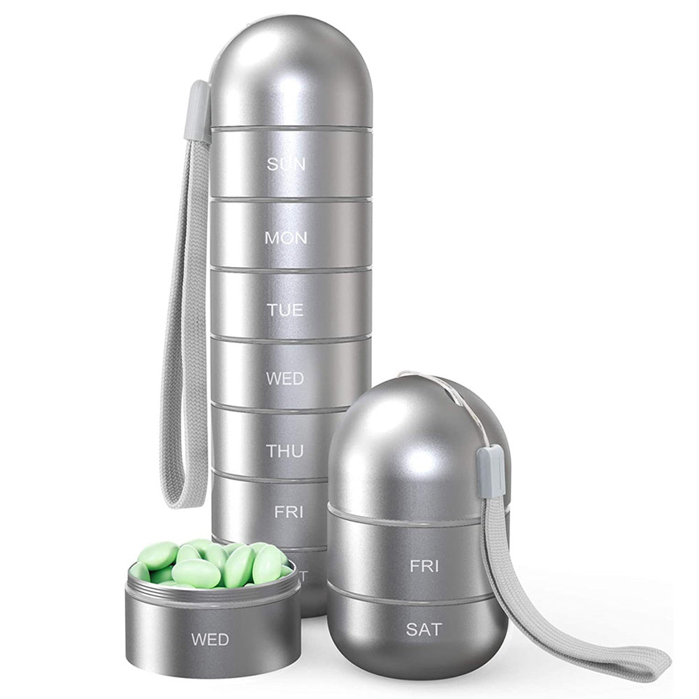 Premium Aluminum Alloy Weekly Pill Organizer - Waterproof Travel Case