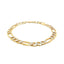 Pulsera Figaro Sólida Pavé de Dos Tonos en Oro Amarillo de 14K - 7.0mm